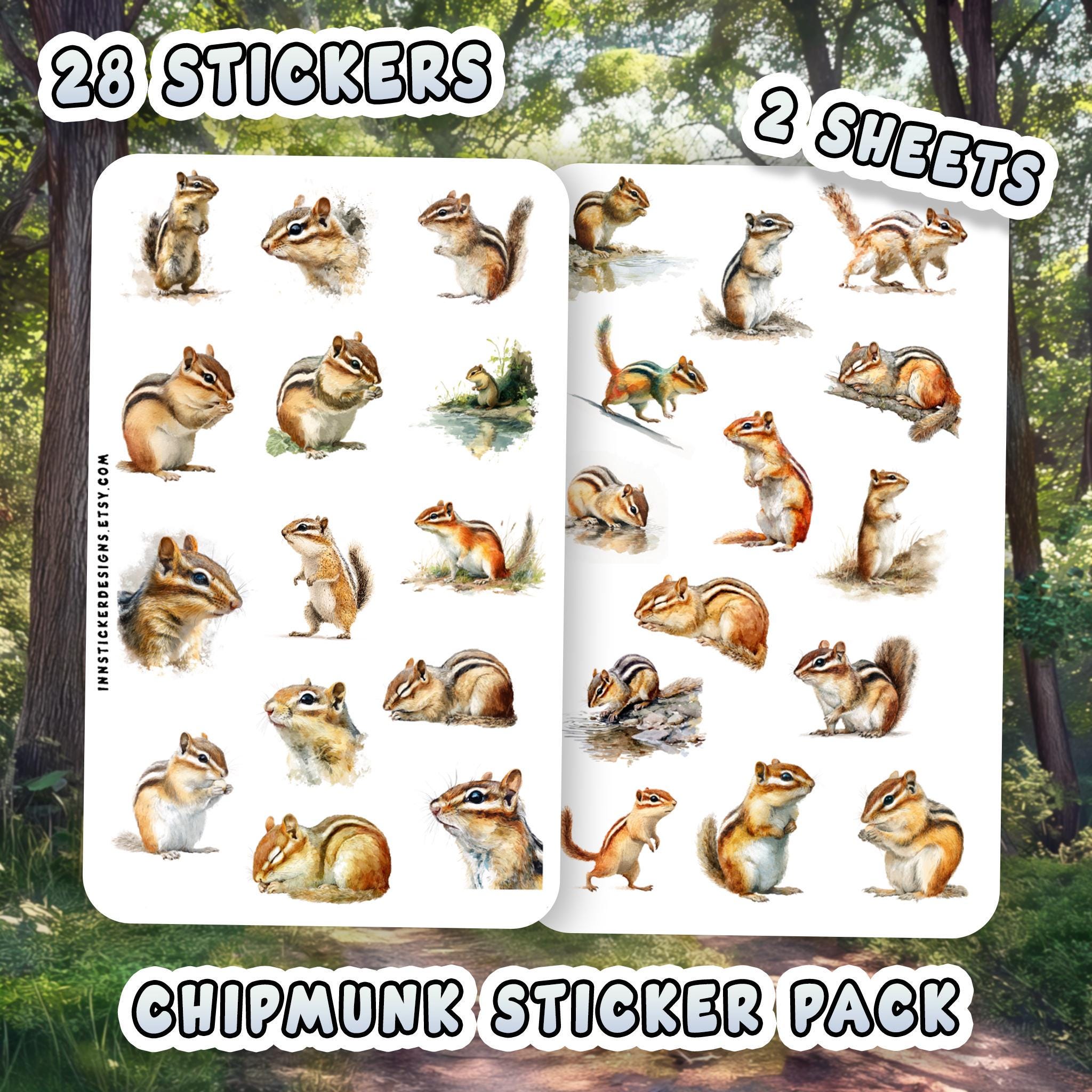 Chipmunk Sticker Chipmunk Sticker Pack for Journals, Scrapbooks, Planners, Glossy, Matte ...