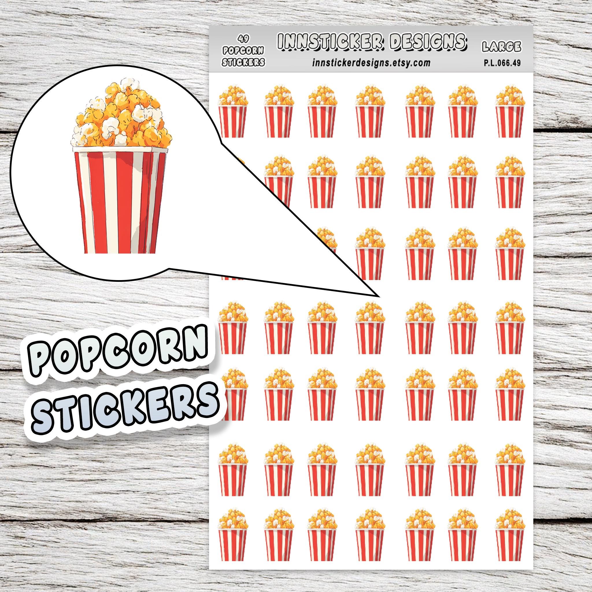 Popcorn Sticker Samples Popcorn Stickers, Snack Food Icon Planner Stickers, Journals ...