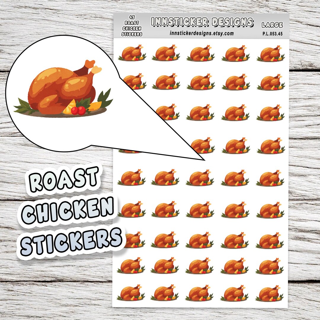 Roast Chicken Stickers, Food Dinner Icon Planner Stickers, Journals ...