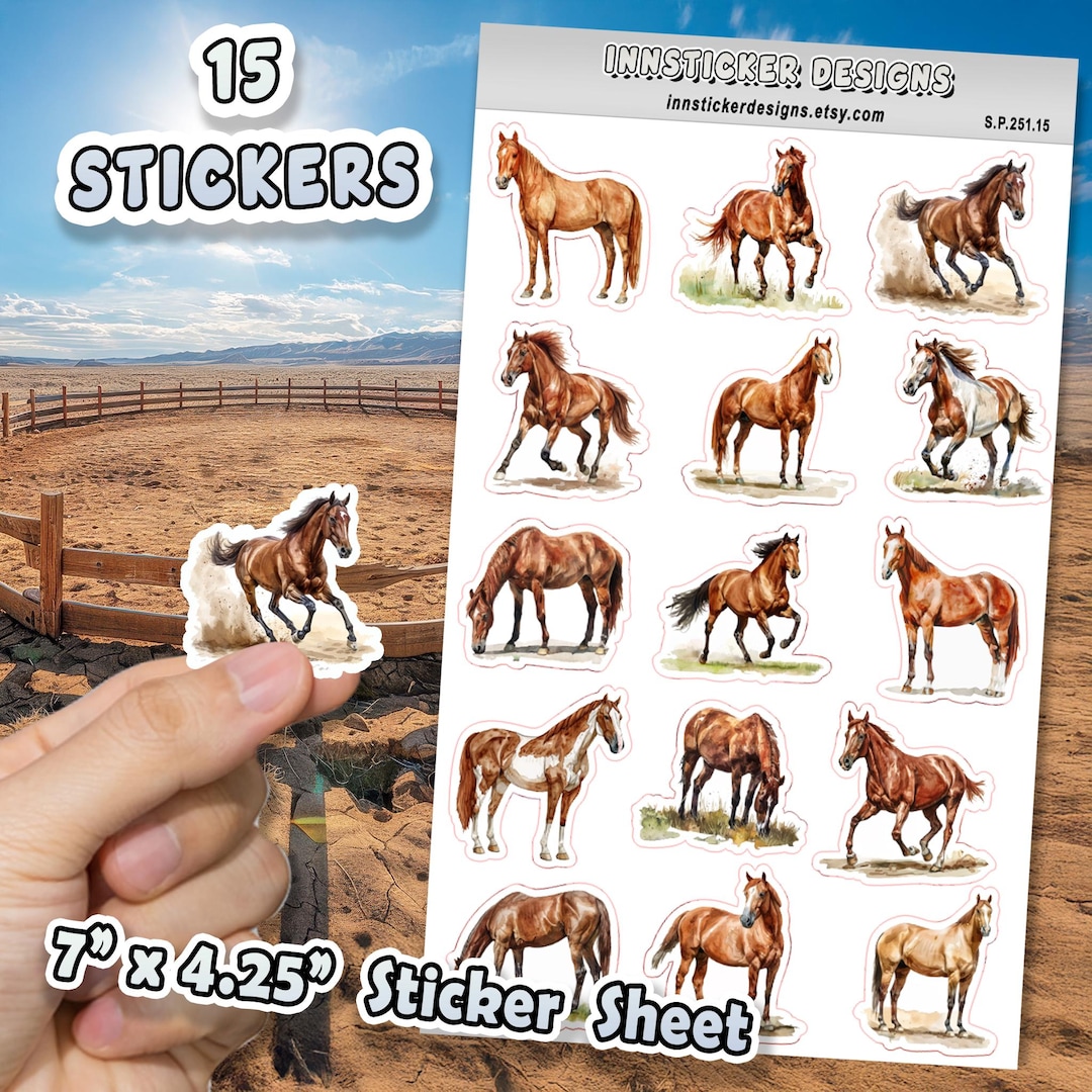 Sticker Coin Quarters 15pc Sticker Sheet, American Quarter Horse Stickers for Journals ...