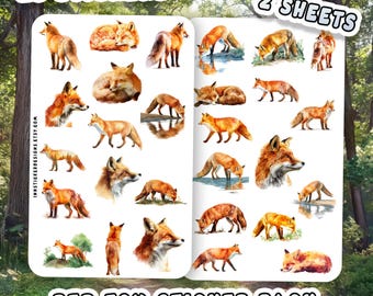Red Fox Sticker Pack, Journal Planner Scrapbook Decals (Glossy, Matte)