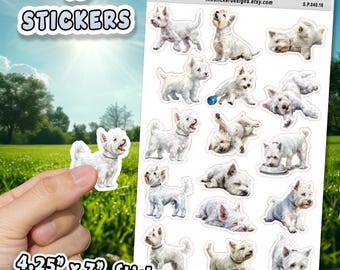 West Highland White Terrier Dog Stickers for Journals, Scrapbooks, Planners, Glossy, Matte Dog Stickers, d40