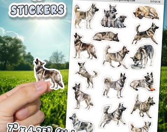Norwegian Elkhound Dog Stickers for Journals, Scrapbooks, Planners, Glossy, Matte Dog Stickers for Hobbies, D121