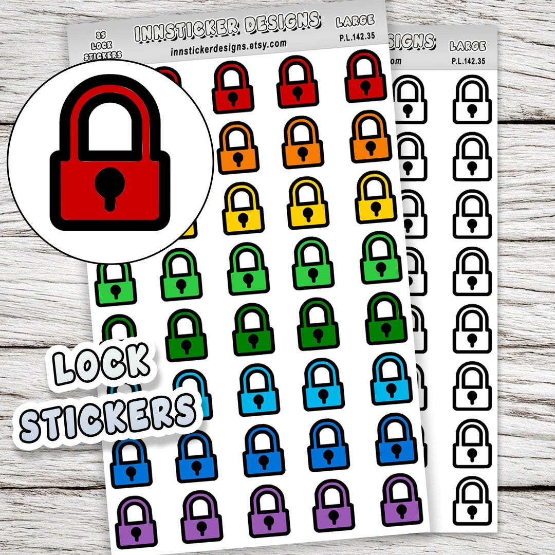 Lock Stickers, Colorful Icon Planner Stickers, Journals, Scrapbooks ...