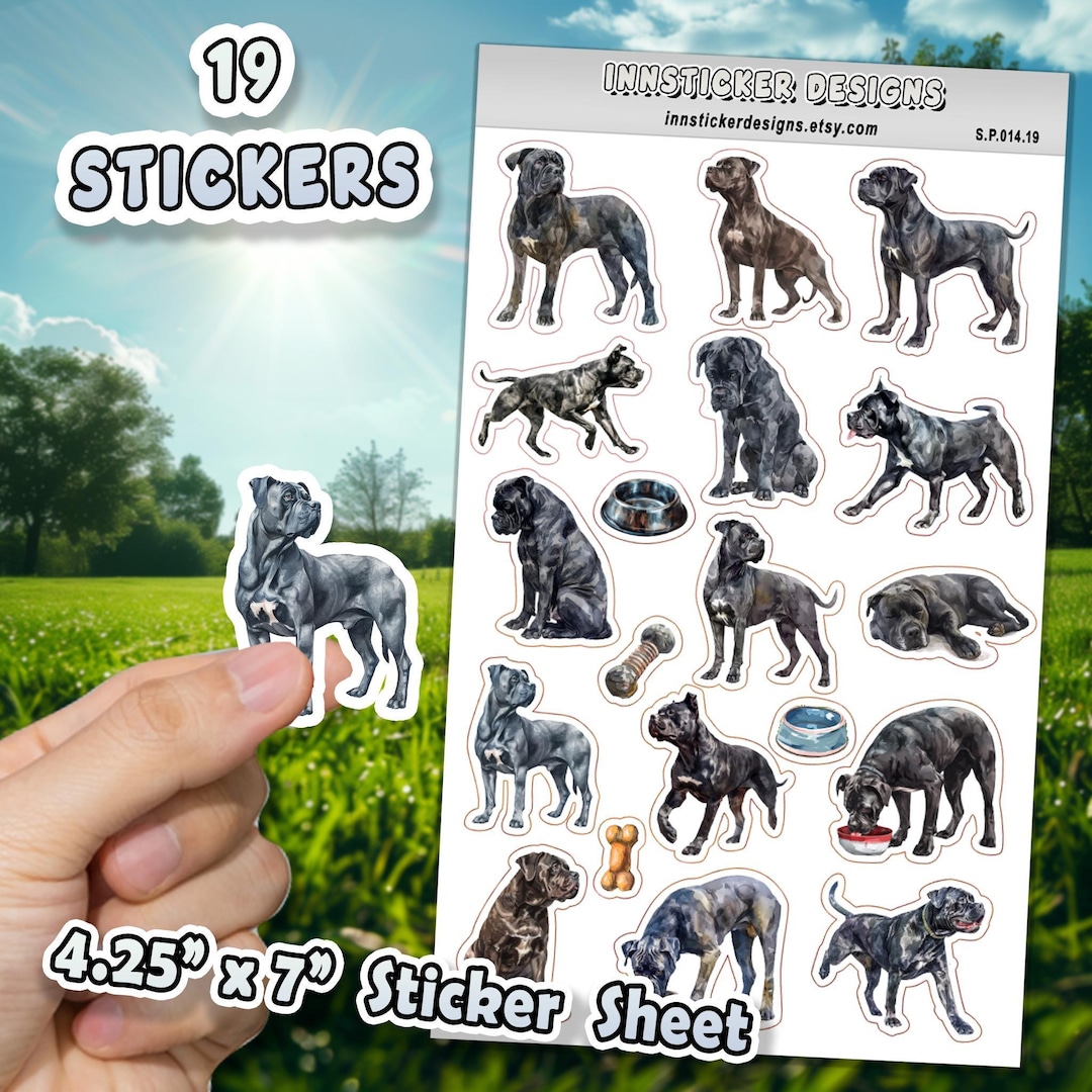 19pc Sticker Sheet, Cane Corso Stickers for Journals, Scrapbooks ...
