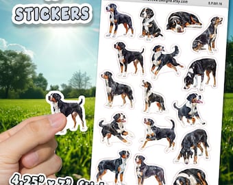 Greater Swiss Mountain Dog Stickers for Journals, Scrapbooks, Planners, Glossy, Matte Illustrated Dog Stickers Plannersd81