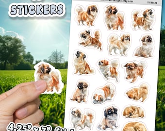 Pekingese Dog Stickers for Journals, Scrapbooks, Planners, Glossy, Matte Illustrated Dog Stickers for Hobbies, Gift d86