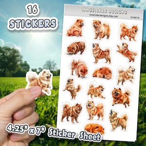 Chow Chow Dog Stickers for Journals, Scrapbooks, Planners, Glossy, Matte Illustrated Dog Stickers for Hobbies, d87