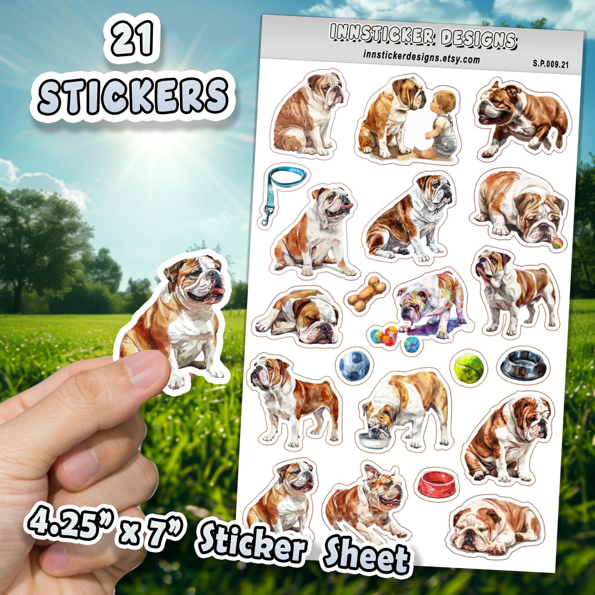 Bulldog Stickers for Journals, Scrapbooks, Planners, Glossy, Matte ...