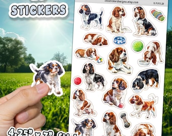 Cavalier King Charles Spaniel Stickers for Journals, Scrapbooks, Planners, Glossy, Matte Illustrated Dog Stickers d13