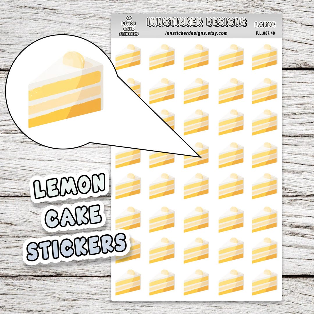 Lemon Cake Stickers, Dessert Food Icon Planner Stickers, Journals ...