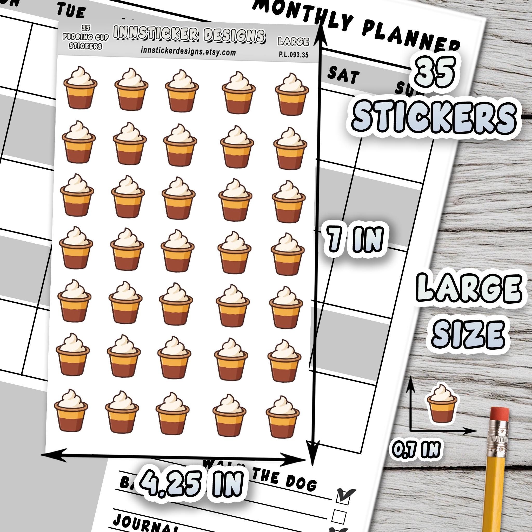 Sticker Pudding Pudding Cup Stickers, Dessert Food Icon Planner Stickers, Journals ...