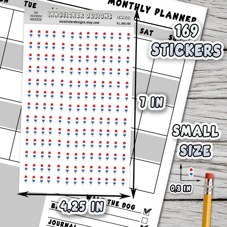 Ice Pop Stickers, Dessert Food Icon Planner Stickers, Journals ...