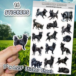 Schipperke Dog Stickers for Journals, Scrapbooks, Planners, Glossy, Matte Illustrated Dog Stickers for Hobbies, D105