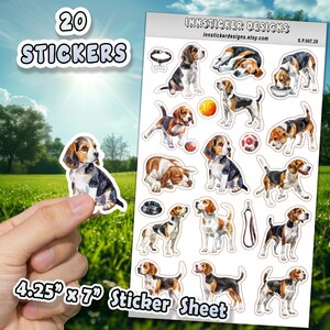 Beagle Stickers for Journals, Scrapbooks, Planners, Glossy, Matte Illustrated Dog Stickers for Hobbies, Gift d7