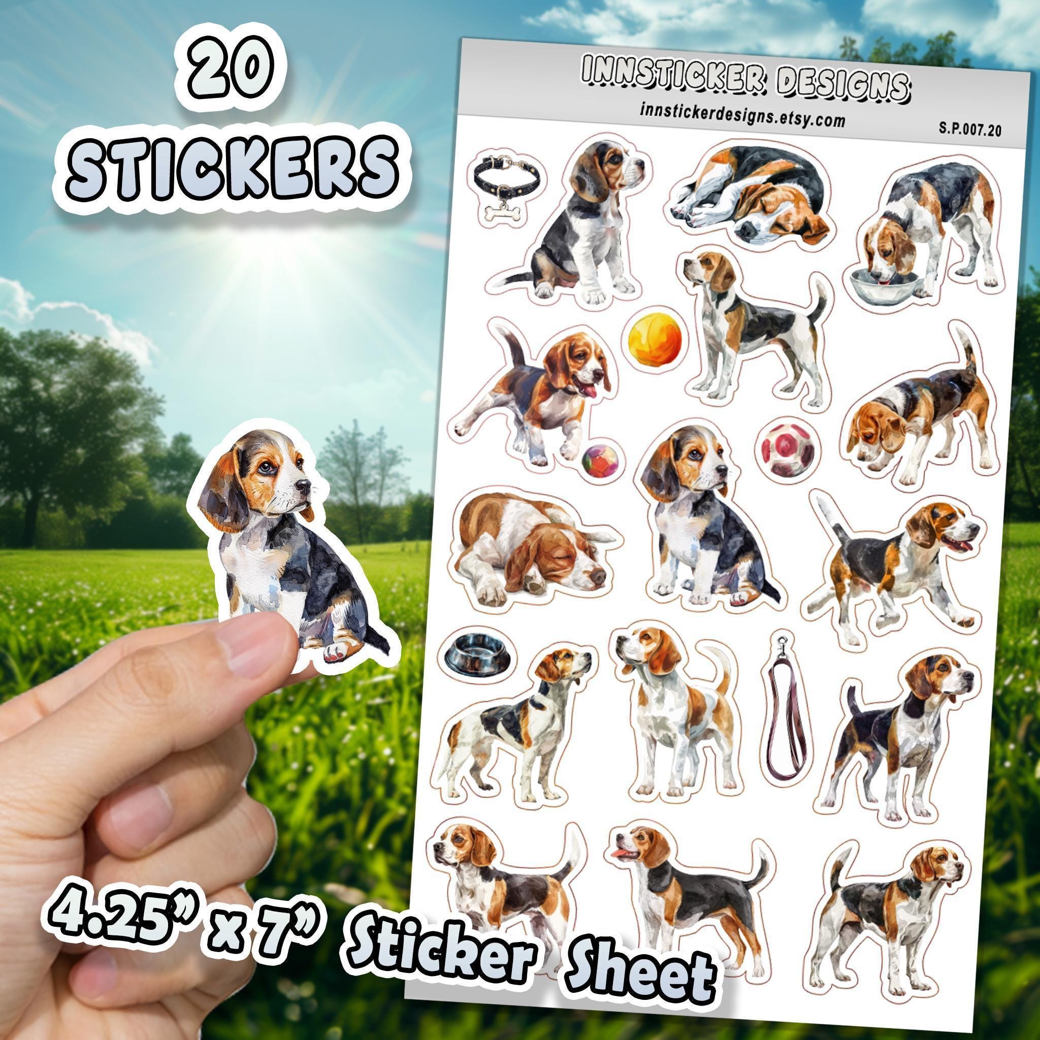 Beagle Stickers for Journals, Scrapbooks, Planners, Glossy, Matte ...