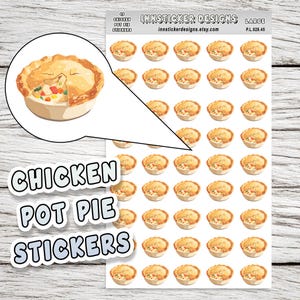 Chicken Pot Pie Stickers, dinner food Icon planner stickers, Journals, Scrapbooks, Matte, High-Quality Stickers for Hobbies. P38