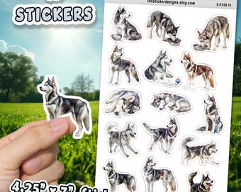 Siberian Husky Stickers for Journals, Scrapbooks, Planners, Glossy, Matte Illustrated Dog Stickers for Hobbies, Gift d26