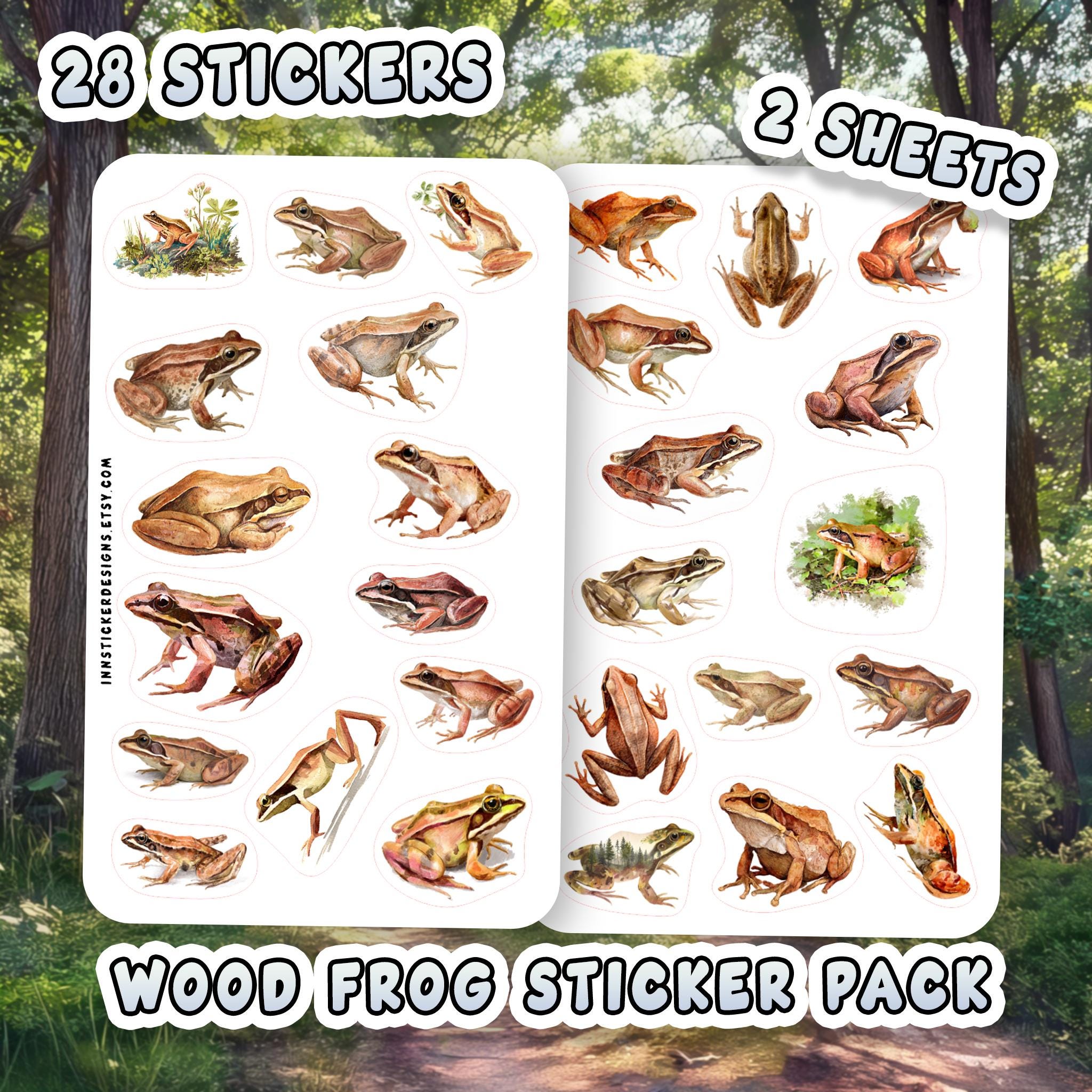 Wood Frog Sticker Pack, Journal Planner Scrapbook Decals, Waterproof ...