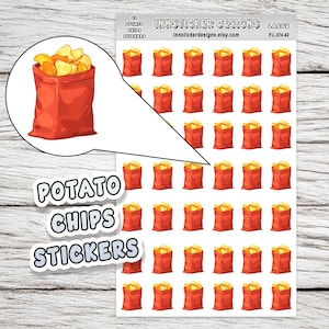 Potato Chips Stickers, Snack Food Icon Planner Stickers, Journals, Scrapbooks, Matte,  High-Quality Stickers for Hobbies. P74