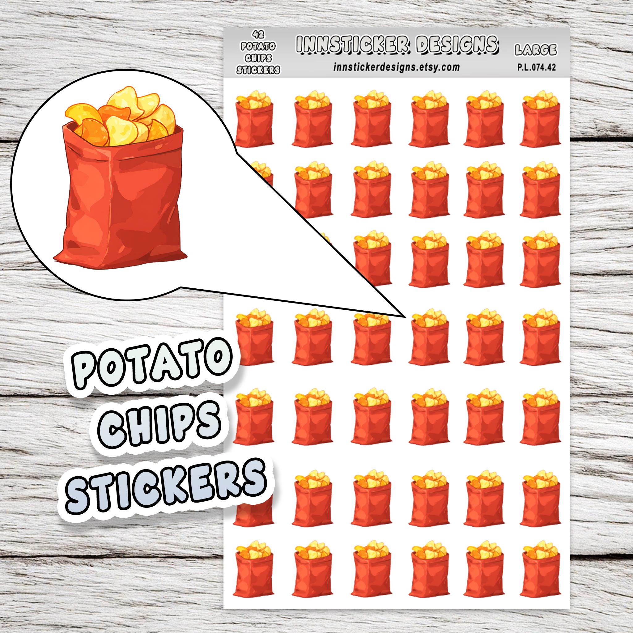 Potato Chips Stickers, Snack Food Icon Planner Stickers, Journals ...