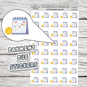 Payment Due Stickers Icon Planner Task: Mini Vinyl Planner Decals, Matte Finish (Removable, Multi-Size, Paper Crafts)