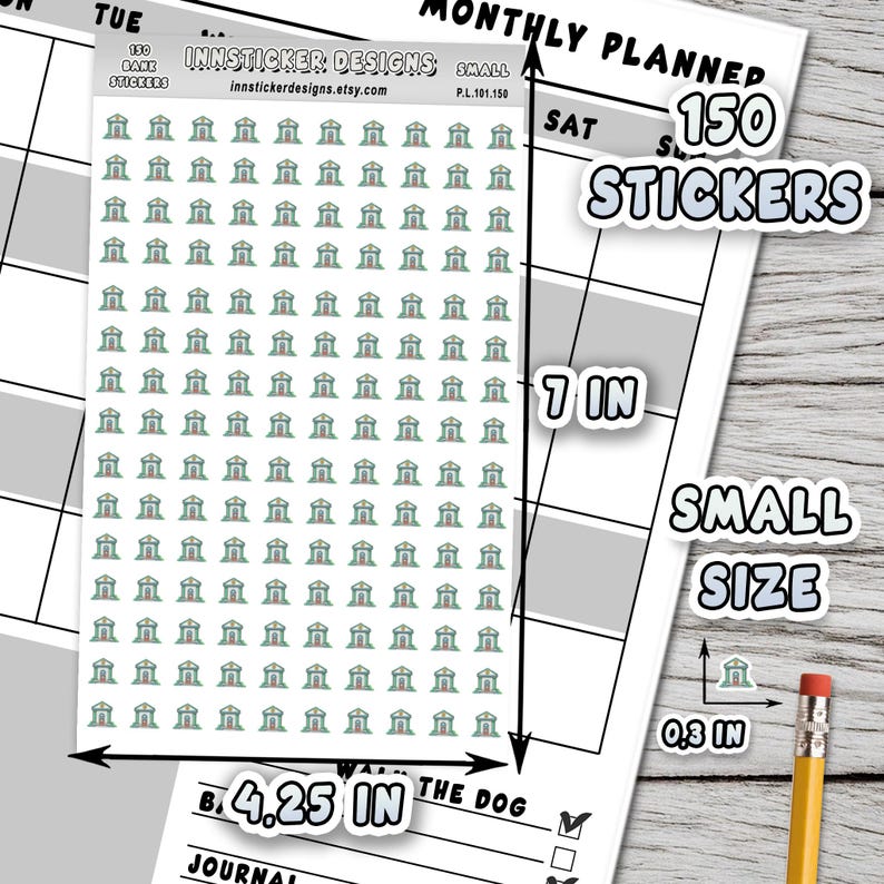 Bank Stickers, Tasks Icon Planner Stickers, Journals, Scrapbooks, Matte ...
