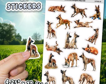 Belgian Malinois Dog Stickers for Journals, Scrapbooks, Planners, Glossy, Matte Illustrated Dog Stickers for Hobbies d33