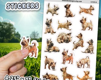 Cairn Terrier Dog Stickers for Journals, Scrapbooks, Planners, Glossy, Matte Illustrated Dog Stickers for Hobbies, d70