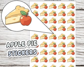 Apple Pie Stickers, dessert food Icon Planner stickers, Journals, Scrapbooks, Matte, High-Quality Stickers for Hobbies. P100