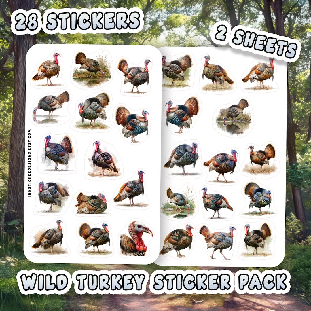 Wild Turkey Sticker Pack, Journal Planner Scrapbook Decals (glossy ...