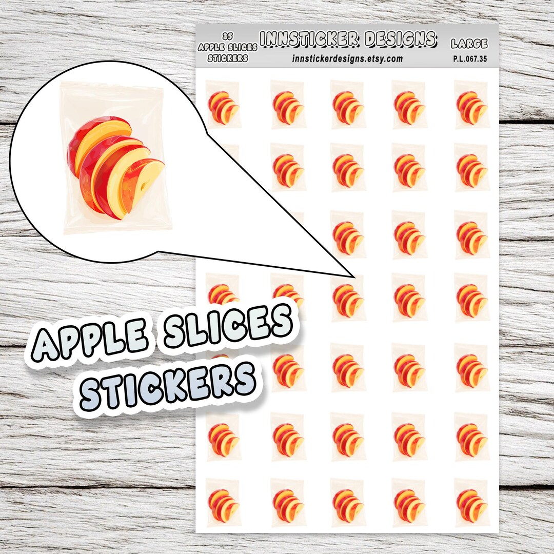 Apple Slices Stickers, Snack Food Icon Planner Stickers, Journals ...