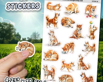 Shiba Inu Dog Stickers for Journals, Scrapbooks, Planners, Glossy, Matte Illustrated Dog Stickers for Hobbies, Gift d41