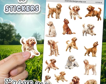 Labradoodle Dog Stickers for Journals, Scrapbooks, Planners, Glossy, Matte Illustrated Dog Stickers for Kids, D193