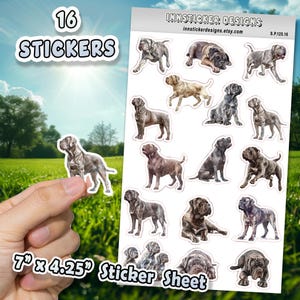 Stickers chien dogue napolitain pour journaux, albums de coupures, agendas, stickers chien illustré brillant et mat, D125