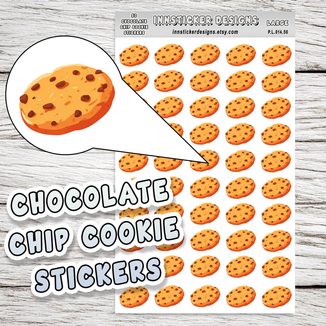 Sample Sticker Cookies Chocolate Chip Cookie Stickers, Dessert Food Icon Planner Stickers ...