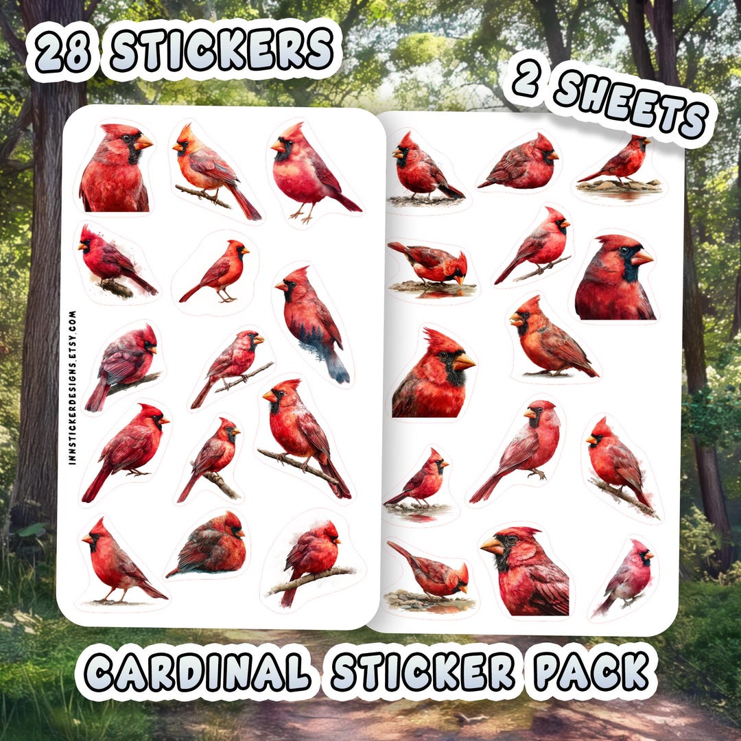 Cardinal Sticker Pack for Journals, Scrapbooks, Planners, Glossy, Matte ...
