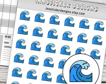 Ocean Wave Planner Stickers, Ocean Stickers, Functional 1/2 Inch Matte Sticker Sheet, Reminder Stickers for Planners, Journals & Scrapbooks