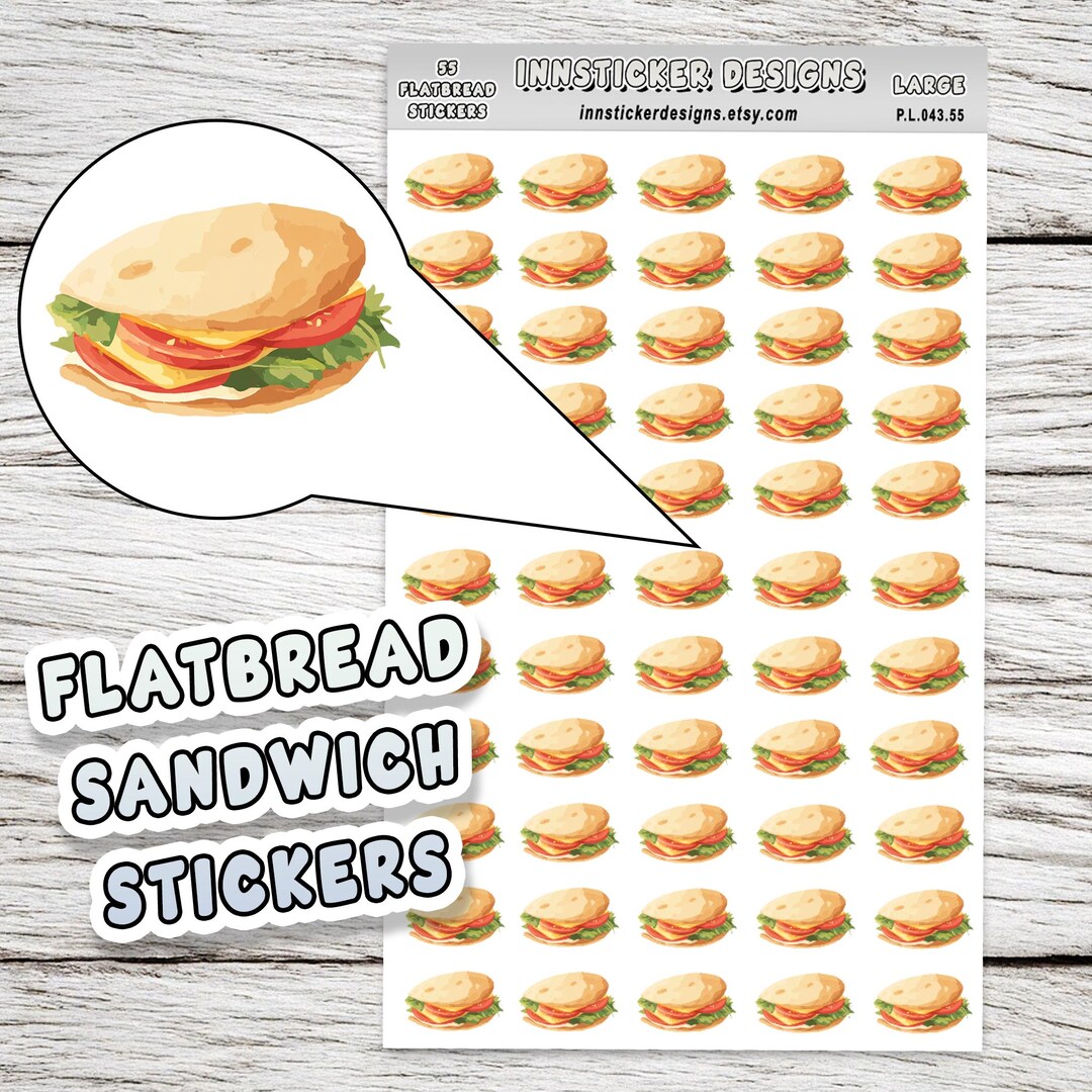 Sandwich Box Sticker Flatbread Sandwich Stickers, Food Icon Planner Stickers, Journals ...