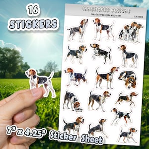 Treeing Walker Coonhound Dog Stickers for Journals, Scrapbooks, Planners, Glossy, Matte Illustrated Dog Stickers, D149