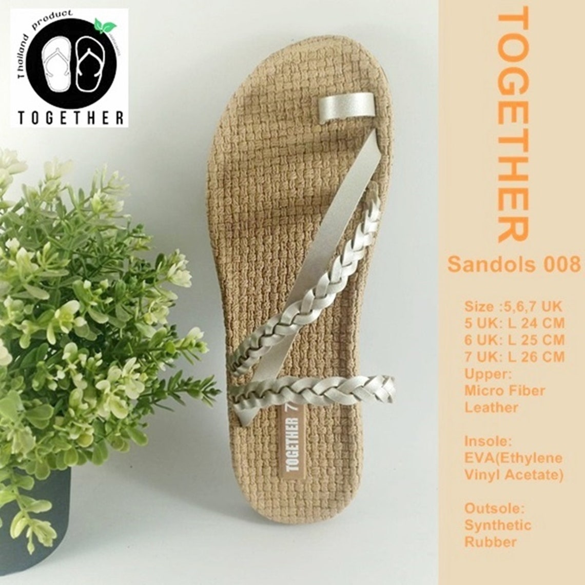 Sandals Slippers Thai Lace braided leather ring finger