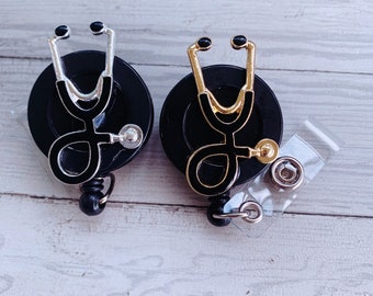 Stethoscope Badge Reel, Nurse ID Holder, Alligator Clip