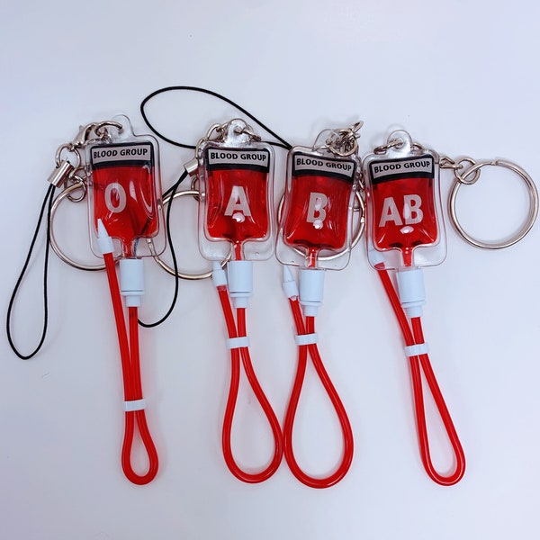 Blood Bank Key Chain,Blood Bank Badge Reel, ABO Key Chain, Blood Type Key Charm, Med Tech Key Ring Charm, Lab Tech Key Ring Badge Reel