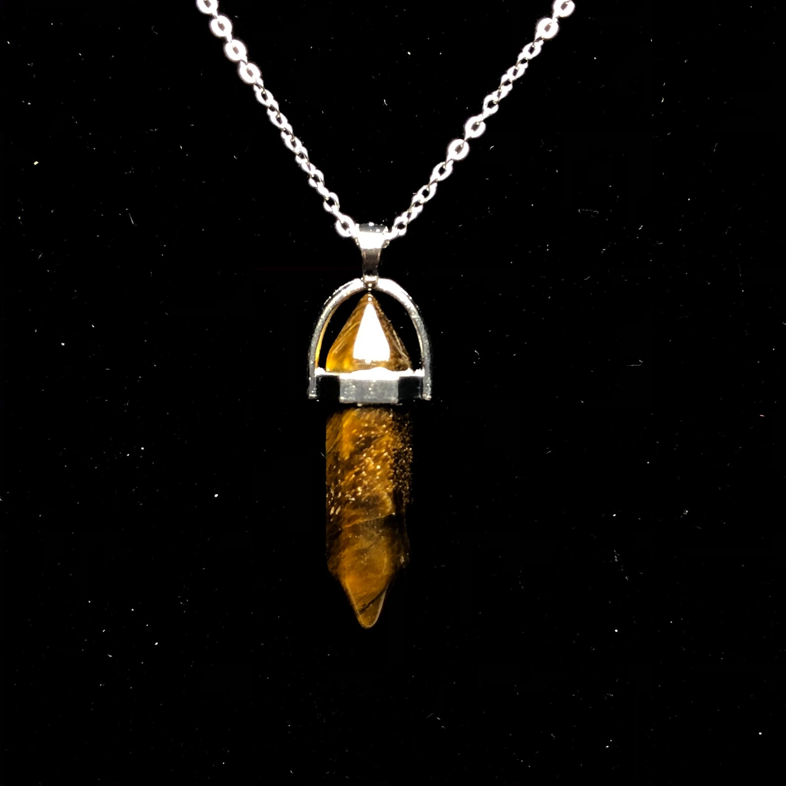 Crystal Necklace Hexagonal Pendant Gold Gemstone Chakra Etsy