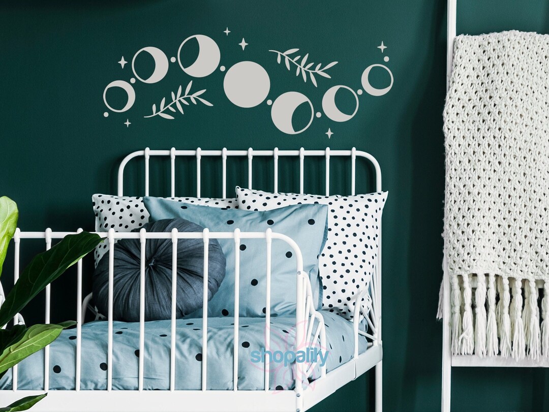 Moon Phase Interior Boho Wall Decal, Celestial Nursery Wall Decor ...