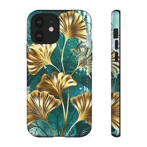 Classy Ginkgo Leaves, Gold Outline Phone Case | Elegant Floral Cover for iPhone, Pixel, Samsung