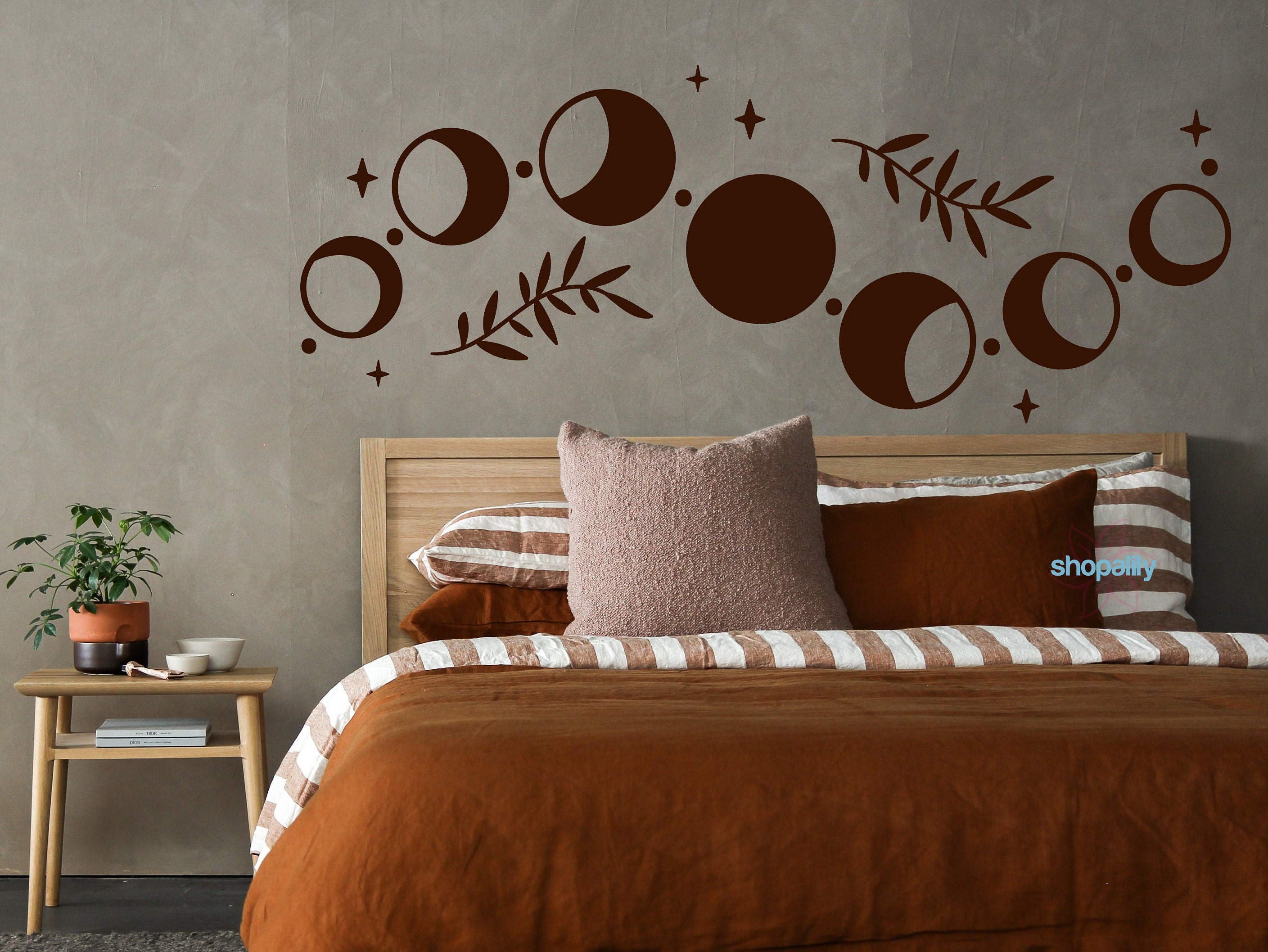Moon Phase Interior Boho Wall Decal, Celestial Nursery Wall Decor ...