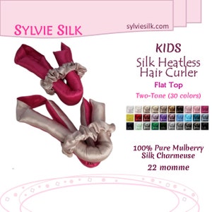 KIDS SILK CURLER 22 momme Heatless Hair Curler | 30 Colors | Flat Top | Silk Heatless Curler | Silk Hair Curler| Silk Ribbon | Heatless Curl