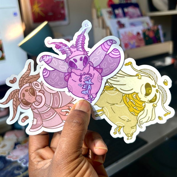 Cozy Moths /Moths / weirdcore / kidcore stickers grunge / waterproof stickers / Moth stickers /Sketchbook stickers