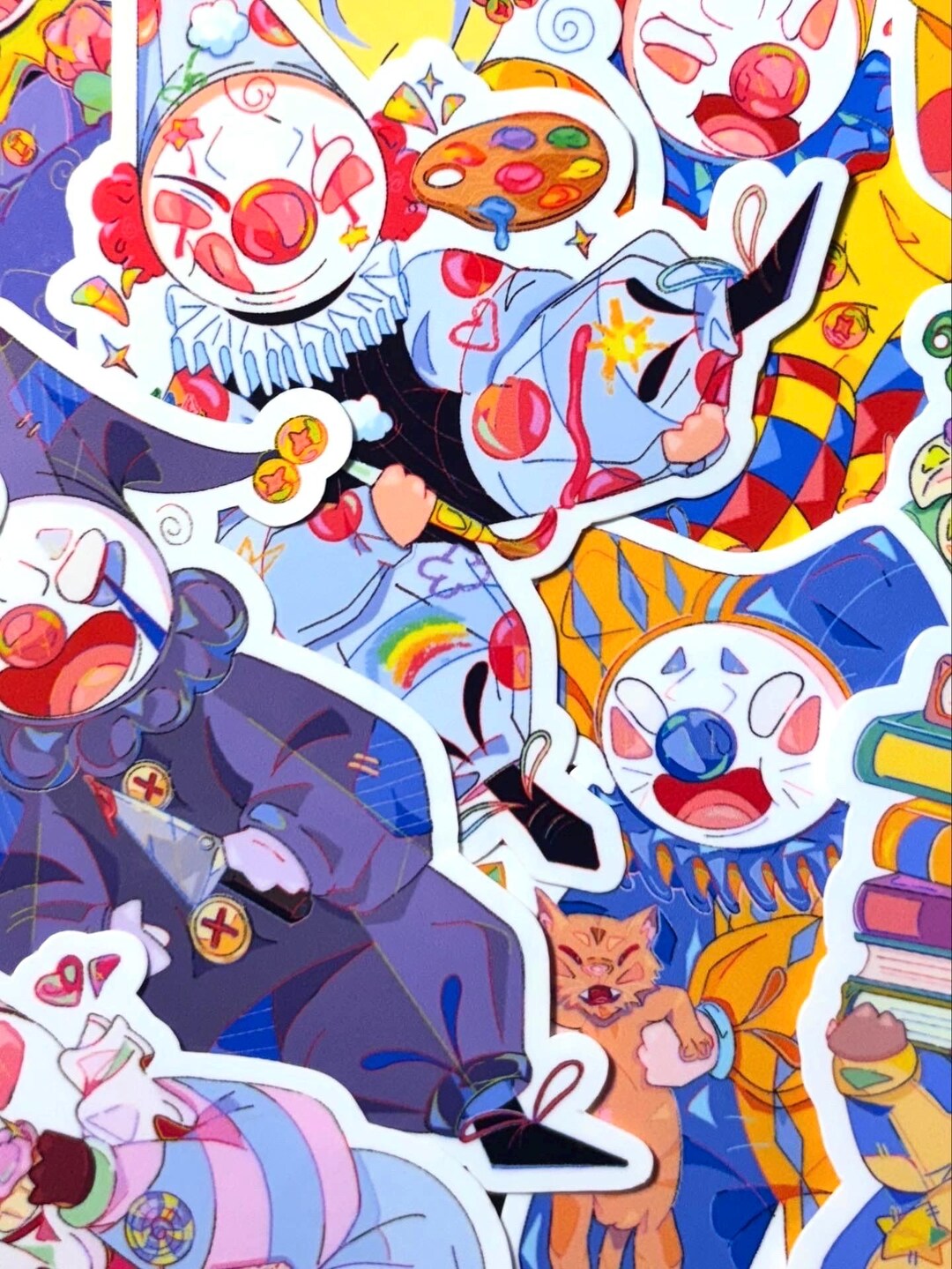 Giggle Sprites Sticker Set – 12 Clown Characters – Waterproof Stickers ...
